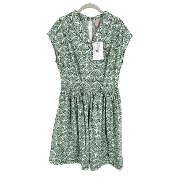 NWT Gal Meets Glam Emery Green Botanical Print Cotton Fit Flare Mini Dress 10 - Picture 4 of 13